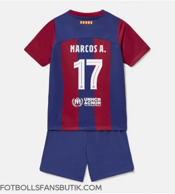 Barcelona Marcos Alonso #17 Replika Hemmatröja Barn 2023-24 Kortärmad (+ Korta byxor)